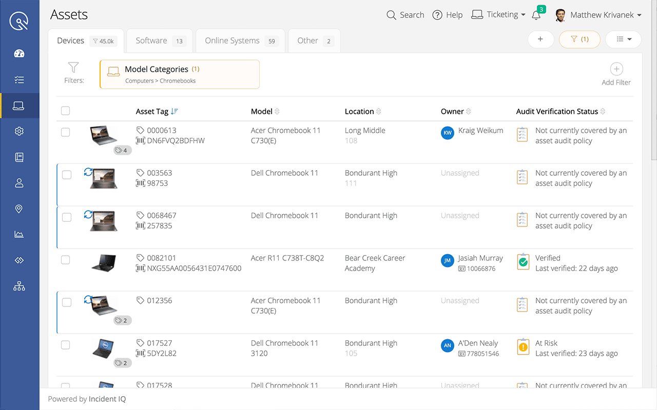 screenshot of Incident IQ